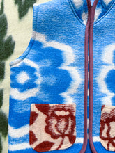 Load image into Gallery viewer, One-of-a-Kind: Blue floral Wool Ukrainian Blanket Vest (XS-M)