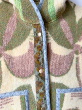 Load image into Gallery viewer, One-of-a-Kind: Butter Yellow and Floral Ukrainian Blanket Hooded Flora Jacket (S)