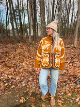 Load image into Gallery viewer, One-of-a-Kind: Blue Floral Ukrainian Blanket Flora Jacket (L)