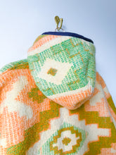 Load image into Gallery viewer, One-of-a-Kind: Geometric Floral Ukrainian Blanket Hooded Flora Jacket (M)