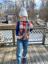 Load image into Gallery viewer, One-of-a-Kind: Plaid Wool Throw Snap Front Vest (L)