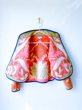 Load image into Gallery viewer, One-of-a-Kind: Red & Green Floral Vintage Ukrainian Blanket Flora Jacket (S)