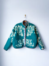 Load image into Gallery viewer, One-of-a-Kind: Turquoise Floral Ukrainian Blanket Flora Jacket (S)