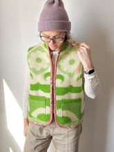 Load image into Gallery viewer, One-of-a-Kind: Green Floral Ukrainian Blanket Vest (M)