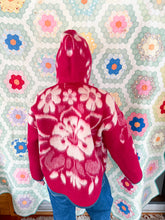 Load image into Gallery viewer, One-of-a-Kind: Fuchsia Floral Ukrainian Blanket Hooded Flora Jacket (L)