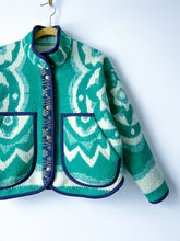 Load image into Gallery viewer, One-of-a-Kind: Green Floral Wool Blanket Flora Jacket (M)