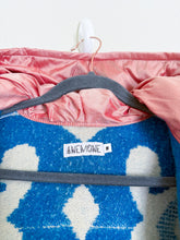 Load image into Gallery viewer, One-of-a-Kind: Blue Ukrainian Blanket Hooded Flora Jacket (M)