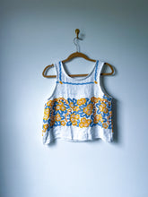 Load image into Gallery viewer, One-of-a-Kind: Vintage Linen Tablecloth Turnaround Tank (S)