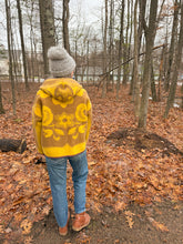 Load image into Gallery viewer, One-of-a-Kind:Mustard and Chartreuse Floral Ukrainian Blanket Hooded Flora Jacket (M)