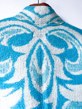 Load image into Gallery viewer, One-of-a-Kind: Ukrainian Blue Floral Wool Blanket Flora Jacket (L)