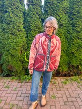 Load image into Gallery viewer, One-of-a-Kind: Cranberry Leaves Ukrainian Blanket Flora Jacket (L)
