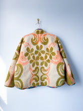Load image into Gallery viewer, One-of-a-Kind: Green and Orange woven Floral Ukrainian Blanket Flora Jacket (L)