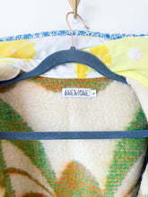 Load image into Gallery viewer, One-of-a-Kind: Deep Green and Orange Floral Burst Ukrainian Blanket Hooded Flora Jacket (L)