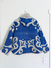 Load image into Gallery viewer, One-of-a-Kind: Blue Seashell Ukrainian Blanket Hooded Flora Jacket (L)