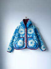 Load image into Gallery viewer, One-of-a-Kind: Blue Floral Ukrainian Blanket Hooded Flora Jacket (S)