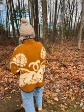 Load image into Gallery viewer, One-of-a-Kind: Blue Floral Ukrainian Blanket Flora Jacket (L)
