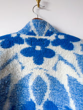 Load image into Gallery viewer, One-of-a-Kind: Blue Floral Ukrainian Blanket Flora Jacket (S)