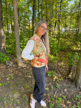 Load image into Gallery viewer, One-of-a-Kind: Green and Red Floral Vintage Blanket Vest (XS-M)