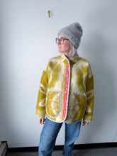Load image into Gallery viewer, One-of-a-Kind: Celery Floral Wool Ukrainian Blanket Flora Jacket (L)