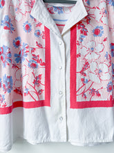 Load image into Gallery viewer, One-of-a-Kind: Vintage Periwinkle Floral Tablecloth Shaftsbury Shirt (L)