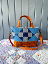 Load image into Gallery viewer, One-of-a-Kind: Indigo Mosaic Project Bag (with detachable strap)