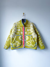 Load image into Gallery viewer, One-of-a-Kind: Celery Floral Ukrainian Wool Blanket Flora Jacket (M)