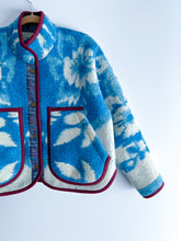 Load image into Gallery viewer, One-of-a-Kind: Blue Floral Wool Blanket Flora Jacket (S)