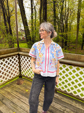 Load image into Gallery viewer, One-of-a-Kind: Vintage Fern and Pussy Willow Tablecloth Shaftsbury Shirt (M)