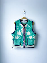 Load image into Gallery viewer, One-of-a-Kind: Floral Wool Blanket Snap Front Vest (L)