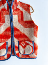 Load image into Gallery viewer, One-of-a-Kind: Tangerine Floral Wool Blanket Vest (XS-M)