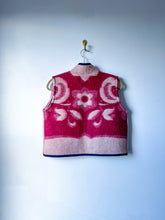 Load image into Gallery viewer, One-of-a-Kind: Ukrainian Floral Wool Blanket Colorblock Cropped Vest (XS-S)
