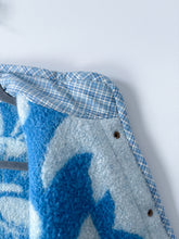 Load image into Gallery viewer, One-of-a-Kind: Blue Floral Wool Ukrainian Blanket Flora Jacket (M)