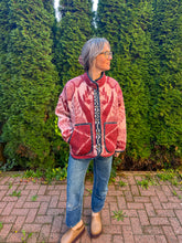 Load image into Gallery viewer, One-of-a-Kind: Cranberry Leaves Ukrainian Blanket Flora Jacket (L)