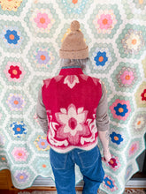Load image into Gallery viewer, One-of-a-Kind: Fuchsia Floral Ukrainian Blanket Vest (XS-M)