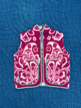 Load image into Gallery viewer, One-of-a-Kind: Fucshia Floral Vintage Blanket Vest (XS-M)