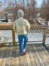 Load image into Gallery viewer, One-of-a-Kind: Green and Lavender Art Deco Floral Wool Blanket Flora Jacket (XS)