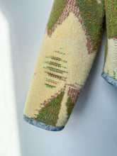 Load image into Gallery viewer, One-of-a-Kind: Butter Yellow and Floral Ukrainian Blanket Hooded Flora Jacket (S)