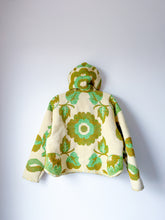 Load image into Gallery viewer, One-of-a-Kind: Green and Tan Floral Ukrainian Blanket Hooded Flora Jacket (S)