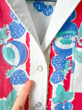 Load image into Gallery viewer, One-of-a-Kind: Tutti Blue Frutti Vintage Tablecloth Shaftsbury Shirt (S)
