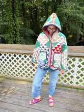 Load image into Gallery viewer, One-of-a-Kind: Ocean Waves Hooded Flora Jacket (L)