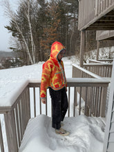 Load image into Gallery viewer, One-of-a-Kind: Geometric Ukrainian Blanket Hooded Flora Jacket (M)