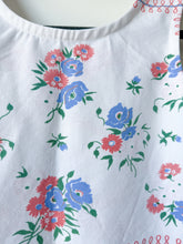 Load image into Gallery viewer, One-of-a-Kind: Vintage Pink and Blue Floral Tablecloth Pearl Snap Tank (S)