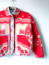 Load image into Gallery viewer, One-of-a-Kind: Red Floral Ukrainian Blanket Flora Jacket (S)