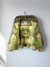 Load image into Gallery viewer, One-of-a-Kind: Butter Yellow and Floral Ukrainian Blanket Hooded Flora Jacket (S)
