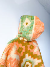 Load image into Gallery viewer, One-of-a-Kind: Geometric Floral Ukrainian Blanket Hooded Flora Jacket (M)