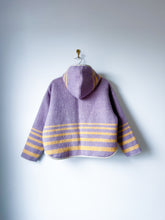 Load image into Gallery viewer, One-of-a-Kind: Vintage Lavender and Tan Geometric Wool Blanket Hooded Flora Jacket (M)