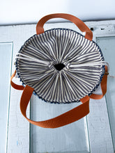 Load image into Gallery viewer, One-of-a-Kind: Antique Navy Woven Coverlet Project Bag (with detachable strap)