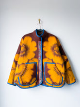 Load image into Gallery viewer, One-of-a-Kind: Brown and Canary Floral Ukrainian Blanket Flora Jacket (L)