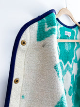 Load image into Gallery viewer, One-of-a-Kind: Colorblock Floral Wool Blanket Snap Front Vest (XS)