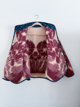 Load image into Gallery viewer, One-of-a-Kind: Burgundy and Cream Floral Ukrainian Blanket Flora Jacket (L)